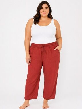 Denim & Co. Naturals Linen Blend Ankle Pants XL